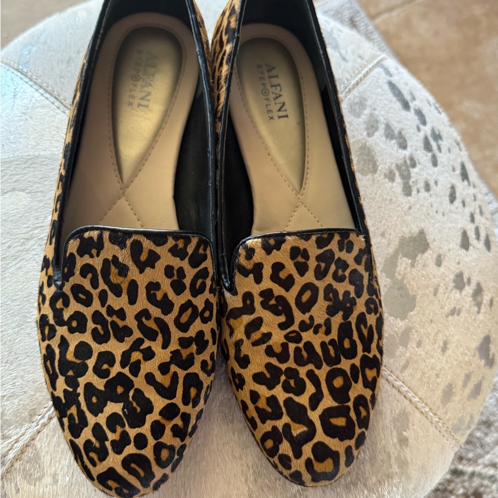 Alfani Leopard-Print Slip-On Loafers in Tan and Black